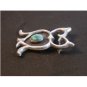 Vintage Sandcast Native American Silver Turquoise Owl Brooch