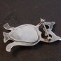 Vintage Sandcast Native American Silver Turquoise Owl Brooch