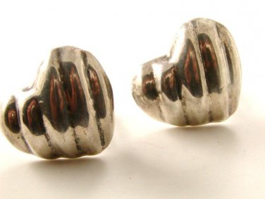 Vintage Taxco Mexican Sterling Silver Heart Earrings
