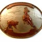 Vintage German Silver Western Cowboy Belt Buckle by Comstock Silversmiths