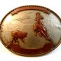 Vintage German Silver Western Cowboy Belt Buckle by Comstock Silversmiths