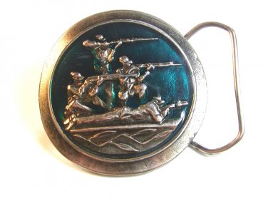 Vintage 4 Hunters Green Enamel Belt Buckle