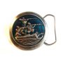 Vintage 4 Hunters Green Enamel Belt Buckle