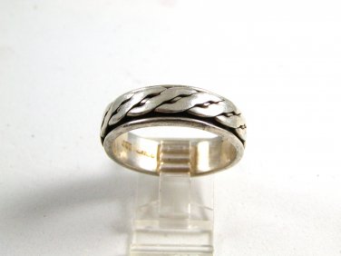 Mans Sterling Silver Spinner / Worry Band Ring Size 14