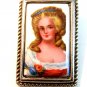 Vintage Limoges Hand Painted Portrait Brooch of a Lady Brooch