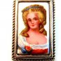 Vintage Limoges Hand Painted Portrait Brooch of a Lady Brooch