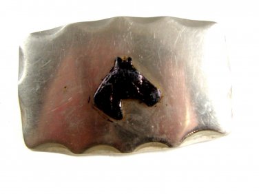 Cowboy Horse Head Nickle Silver Hand Polished Belt Buckle No. 2 5214