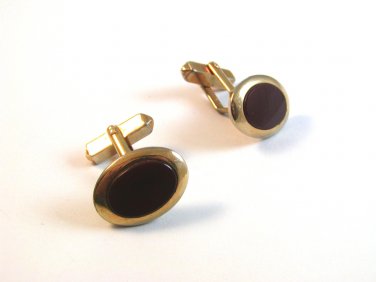 Vintage Gold Tone & Red Cufflinks by Swank