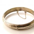 Vintage Engraved Stering Silver Bangle Bracelet