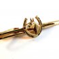 1940's - 1960's Gold Tone Horse Head Horseshoe Tie Clasp by Hickok U.S.A.