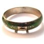 Vintage Siam Sterling Silver Light Green Niello Enamel Bangle Bracelet