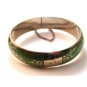 Vintage Siam Sterling Silver Light Green Niello Enamel Bangle Bracelet