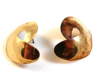 Vintage Scara Sterling Silver Gold Tone Pierced Earrings