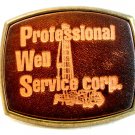 Vintage Professional Well Service Corp Belt Buckle Leather Top