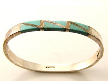 Vintage Mexican Sterlng Silver & Turquoise Bracelet