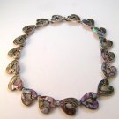 Vintage Sterling Silver & Abalone 18 Heart Necklace