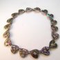Vintage Sterling Silver & Abalone 18 Heart Necklace
