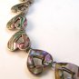 Vintage Sterling Silver & Abalone 18 Heart Necklace