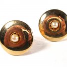 Vintage Huge Goldtone & Faux Pearl Cufflinks Unbranded 72215