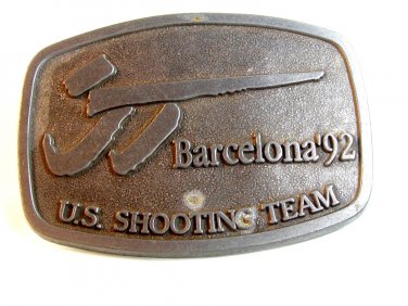 Vintage 1992 US Olympics U. S. ShootingTeam Barcelona Spain Belt Buckle