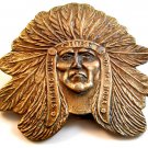 Vintage Brass Sitting Bull Chief of the Sioux Native American Belt Buckle
