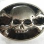 Vintage Silvertone & Black Skull & Cross Bones Belt Buckle Unbranded 62915