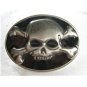 Vintage Silvertone & Black Skull & Cross Bones Belt Buckle Unbranded 62915