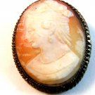 Vintage Silver Tone Shell Cameo Brooch / Pendant