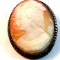 Vintage Silver Tone Shell Cameo Brooch / Pendant