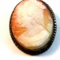 Vintage Silver Tone Shell Cameo Brooch / Pendant
