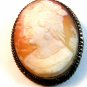 Vintage Silver Tone Shell Cameo Brooch / Pendant