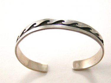 Vintage Native American Sterling Silver Cuff Bracelet