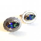 Vintage Sterling Silver & Blue Cufflinks Signed LaMode