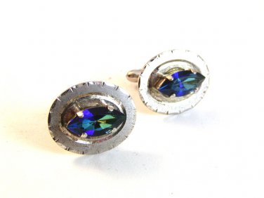 Vintage Sterling Silver & Blue Cufflinks Signed LaMode