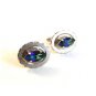 Vintage Sterling Silver & Blue Cufflinks Signed LaMode