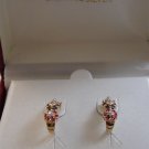 Sterling Silver & 18Kt Gold Diamond Accent Multi Stone Earrings