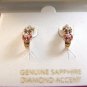 Sterling Silver & 18Kt Gold Diamond Accent Multi Stone Earrings