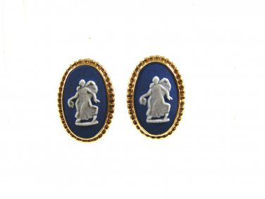 Vintage Clip On Jasperware Earrings by Wedgewood 100214