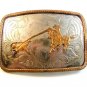 Vintage German Silver Calf Roping Western Cowboy Belt Buckle
