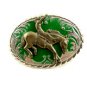 Western Silvertone Green Cowboy on Broncho Belt Buckle #102113s
