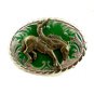Western Silvertone Green Cowboy on Broncho Belt Buckle #102113s