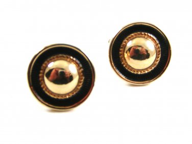Classy and Dressing Goldtone & Black Cufflinks by Hickok USA
