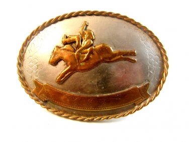 Vintage German Silver Broncho Busting Western Cowboy Belt Buckle