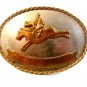 Vintage German Silver Broncho Busting Western Cowboy Belt Buckle