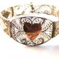 Sterling Silver Filigree 2 Tone Egyptian Revival Heart Bracelet