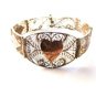 Sterling Silver Filigree 2 Tone Egyptian Revival Heart Bracelet