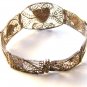 Sterling Silver Filigree 2 Tone Egyptian Revival Heart Bracelet