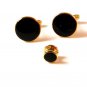 Unsigned Gold Tone & Black Cufflinks & Tie Tac ???