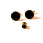 Unsigned Gold Tone & Black Cufflinks & Tie Tac ???
