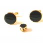 Unsigned Gold Tone & Black Cufflinks & Tie Tac ???